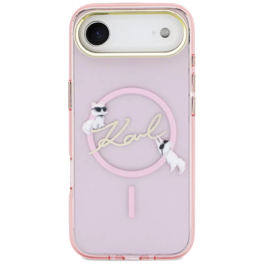 Etui Karl Lagerfeld IML Choupettes Karl  Script Logo MagSafe na iPhone Air - różowe