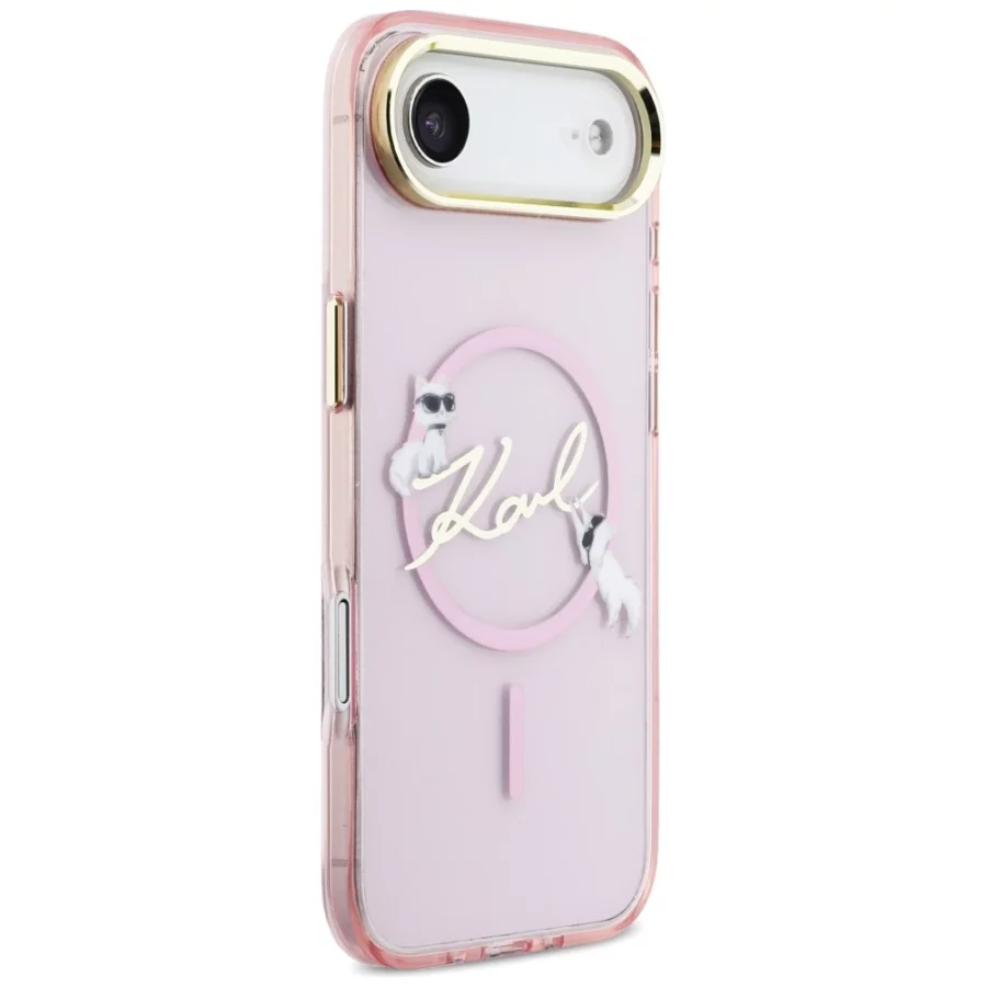 Etui Karl Lagerfeld IML Choupettes Karl  Script Logo MagSafe na iPhone Air - różowe