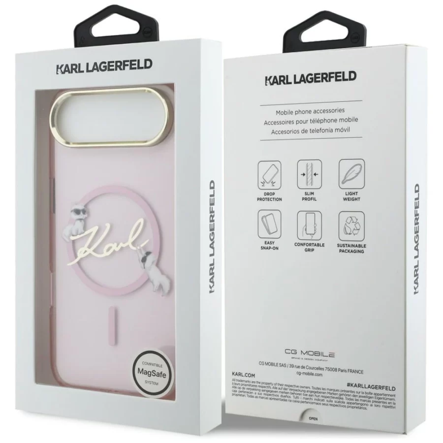 Etui Karl Lagerfeld IML Choupettes Karl  Script Logo MagSafe na iPhone Air - różowe