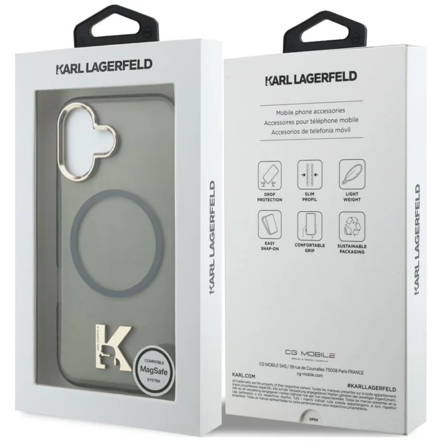 Etui Karl Lagerfeld IML K Head Logo MagSafe na iPhone 17 - czarne