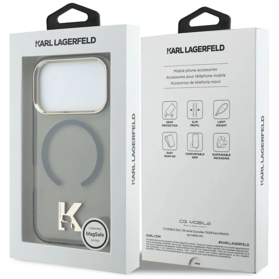 Etui Karl Lagerfeld IML K Head Logo MagSafe na iPhone 17 Pro - czarne
