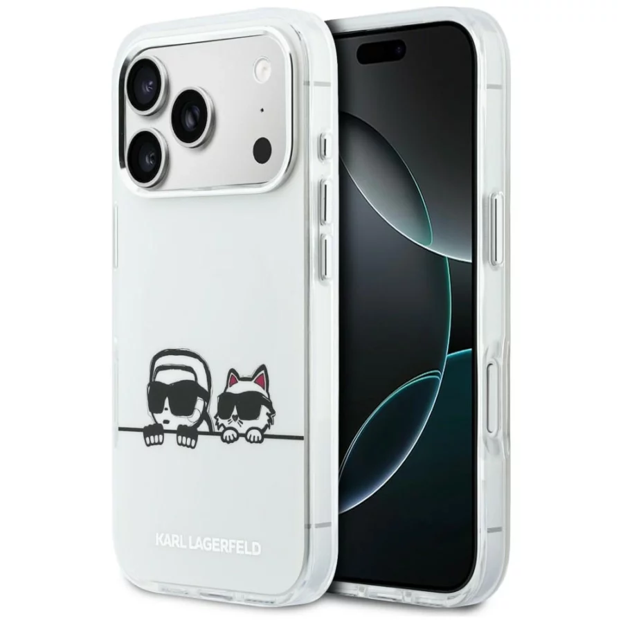 Etui Karl Lagerfeld IML Karl & Choupette Peekaboo Logo MagSafe na iPhone 17 Pro - białe