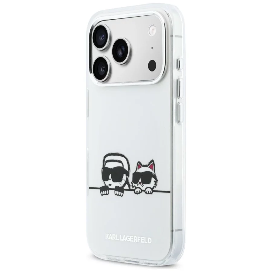 Etui Karl Lagerfeld IML Karl & Choupette Peekaboo Logo MagSafe na iPhone 17 Pro - białe