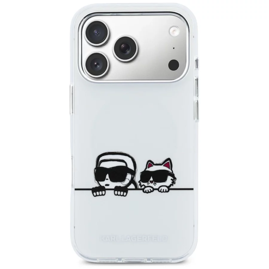 Etui Karl Lagerfeld IML Karl & Choupette Peekaboo Logo MagSafe na iPhone 17 Pro - białe
