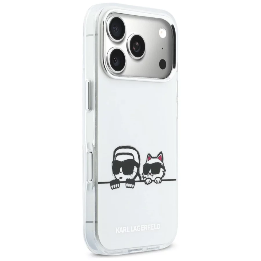 Etui Karl Lagerfeld IML Karl & Choupette Peekaboo Logo MagSafe na iPhone 17 Pro - białe