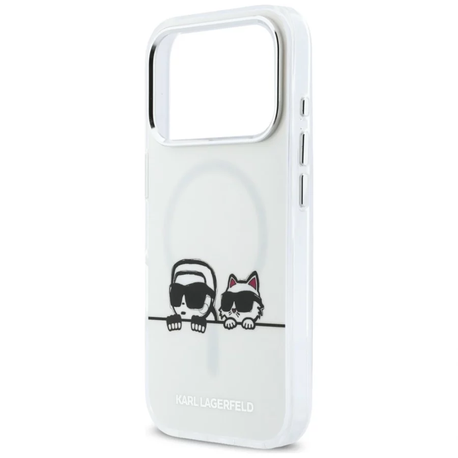 Etui Karl Lagerfeld IML Karl & Choupette Peekaboo Logo MagSafe na iPhone 17 Pro - białe
