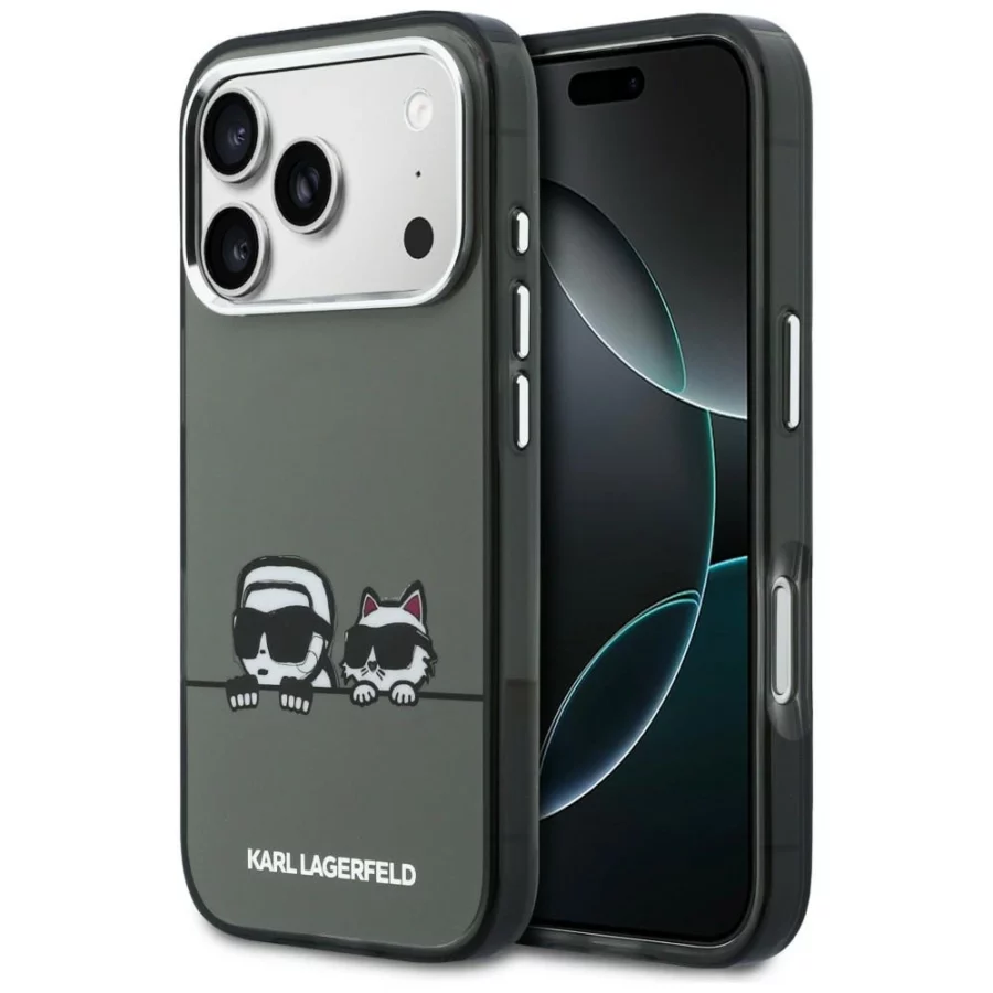 Etui Karl Lagerfeld IML Karl & Choupette Peekaboo Logo MagSafe na iPhone 17 Pro Max - czarne