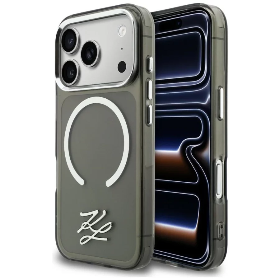 Etui Karl Lagerfeld IML KL Script Logo MagSafe na iPhone 17 Pro - czarne