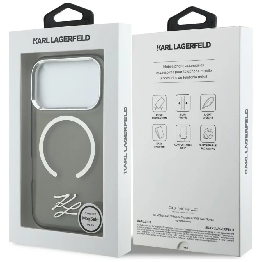 Etui Karl Lagerfeld IML KL Script Logo MagSafe na iPhone 17 Pro - czarne