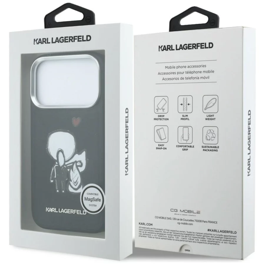 Etui Karl Lagerfeld Karl & Choupette Back Logo MagSafe na iPhone 17 Pro Max - czarne