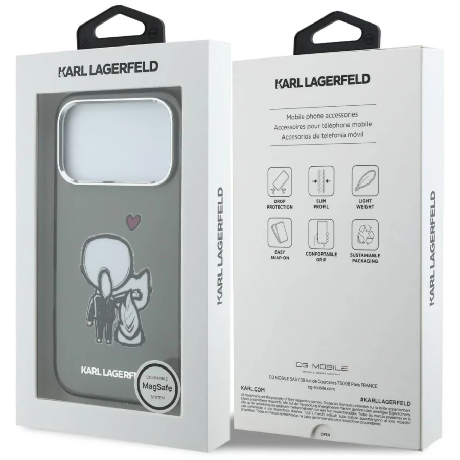 Etui Karl Lagerfeld Karl & Choupette Back MagSafe na iPhone 17 Pro - czarne