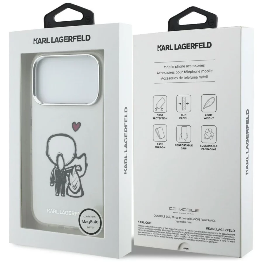 Etui Karl Lagerfeld Karl & Choupette Back MagSafe na iPhone 17 Pro Max - przezroczyste