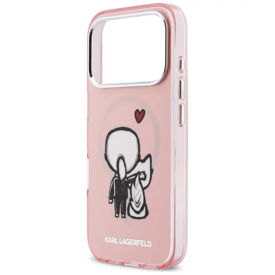 Etui Karl Lagerfeld Karl & Choupette Back MagSafe na iPhone 17 Pro - różowe