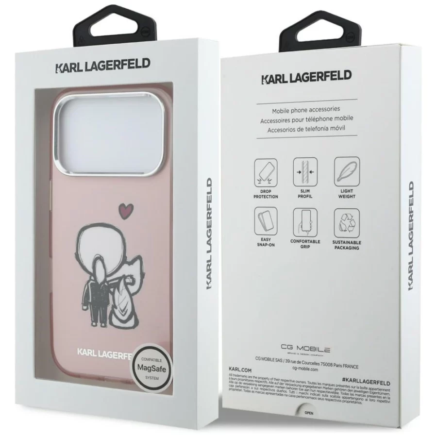 Etui Karl Lagerfeld Karl & Choupette Back MagSafe na iPhone 17 Pro - różowe