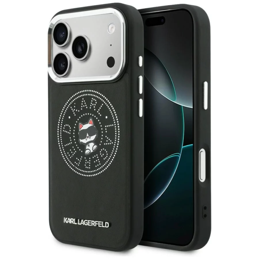 Etui Karl Lagerfeld Point & Choupette Sketch MagSafe na iPhone 17 Pro Max - czarne