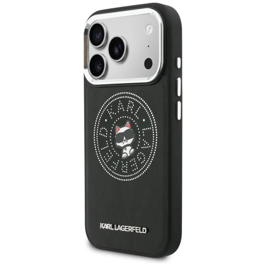 Etui Karl Lagerfeld Point & Choupette Sketch MagSafe na iPhone 17 Pro Max - czarne