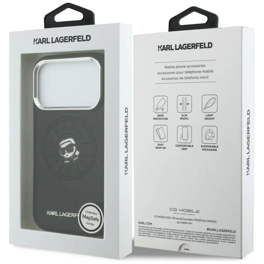 Etui Karl Lagerfeld Point & Karl Sketch MagSafe na iPhone 17 Pro Max - czarne