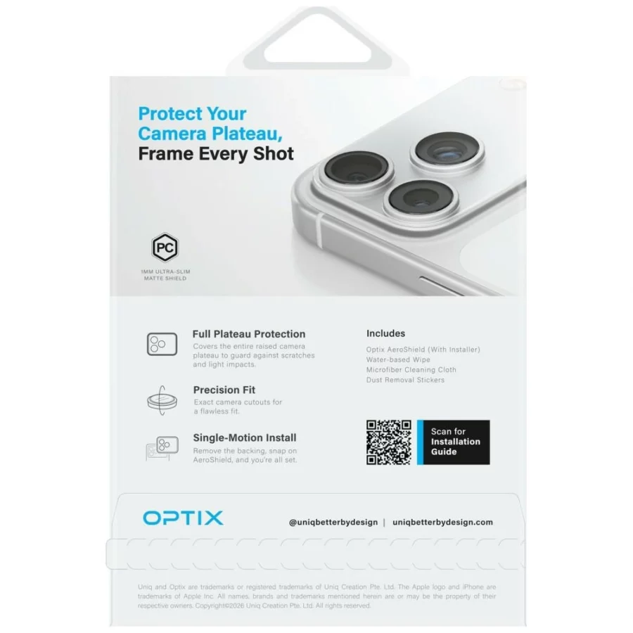 Folia ochronna na obiektw aparatu UNIQ Optix Aeroshield Camera Module Protector na iPhone 17 Pro Max