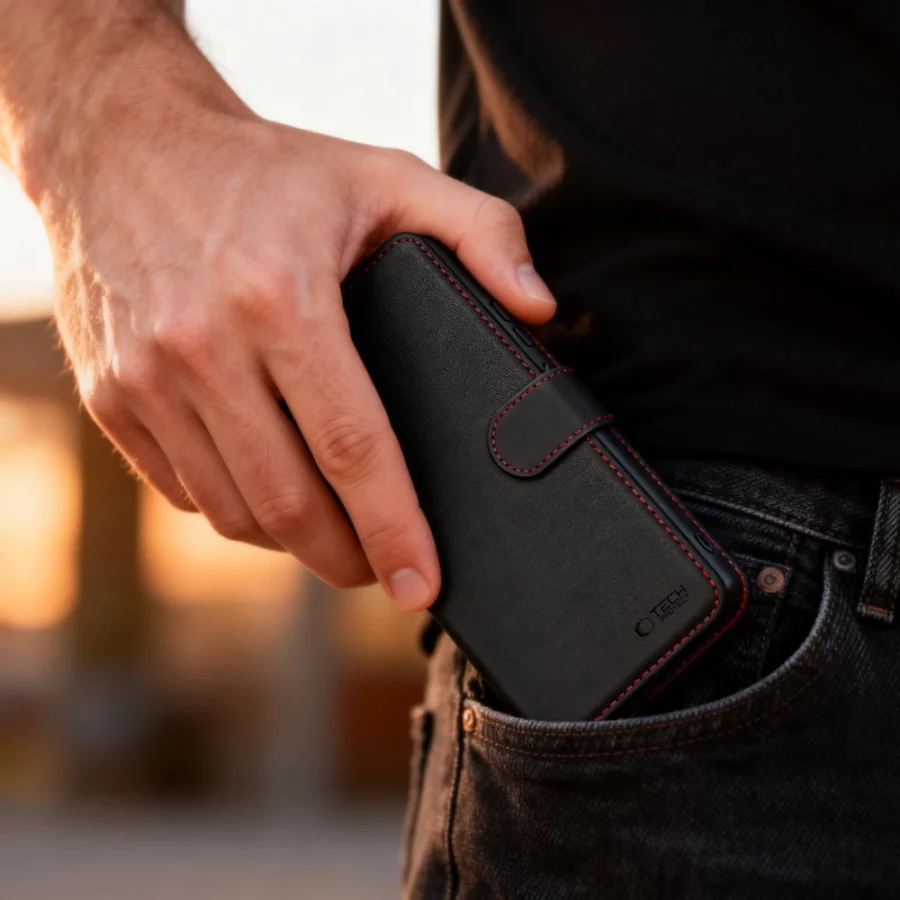 Etui Tech-Protect Wallet na Samsung Galaxy S26 Ultra - czarno-czerwone