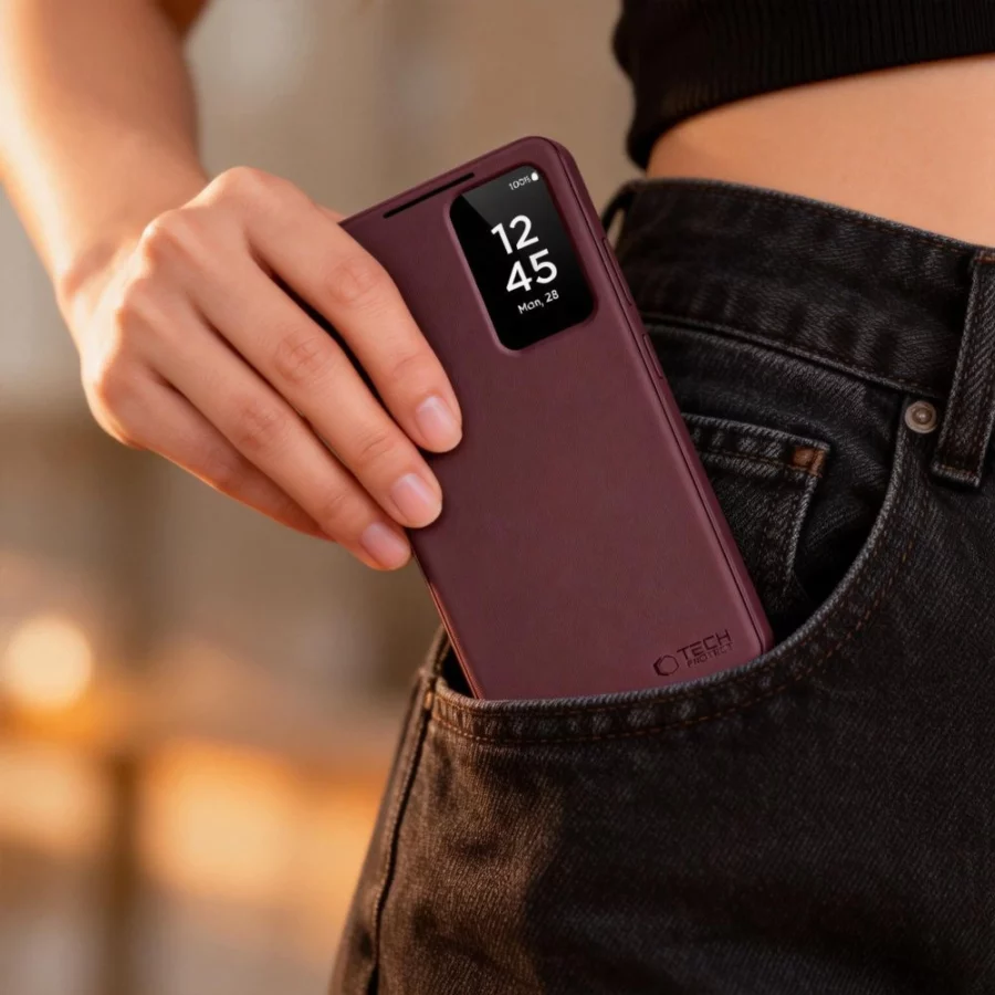 Etui Tech-Protect Wallet na Samsung Galaxy S26+ - bordowe