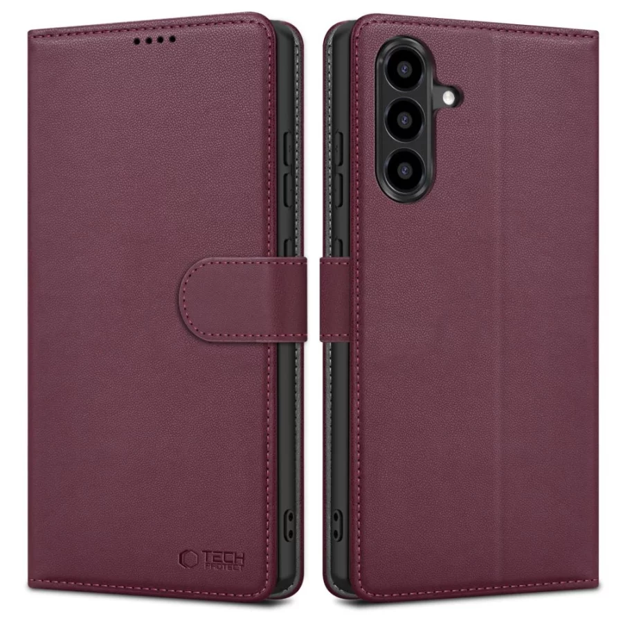 Etui Tech-Protect Wallet na Samsung Galaxy A57 5G - bordowe