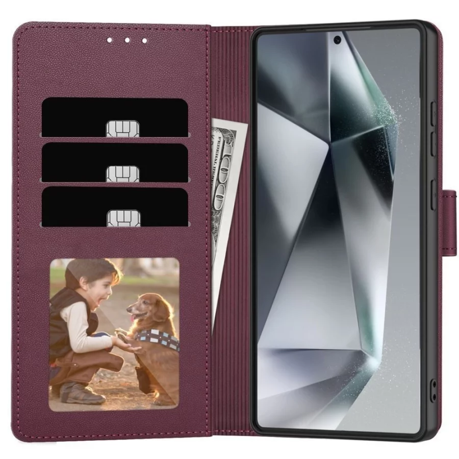 Etui Tech-Protect Wallet na Samsung Galaxy A57 5G - bordowe