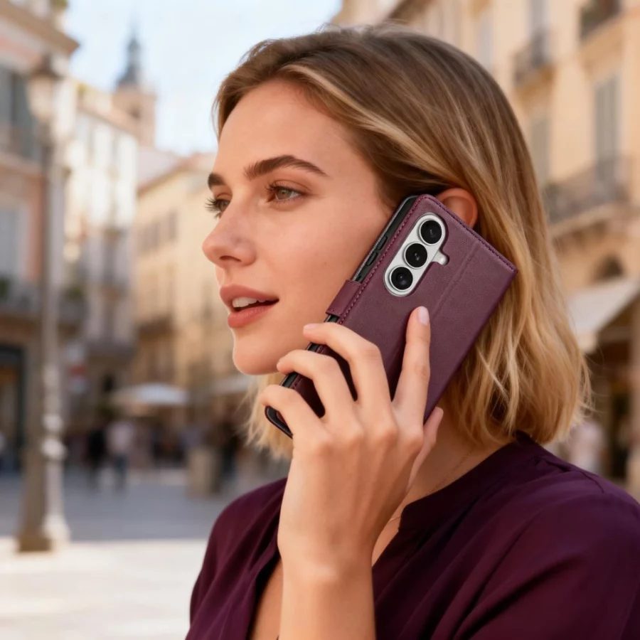 Etui Tech-Protect Wallet na Samsung Galaxy A57 5G - bordowe