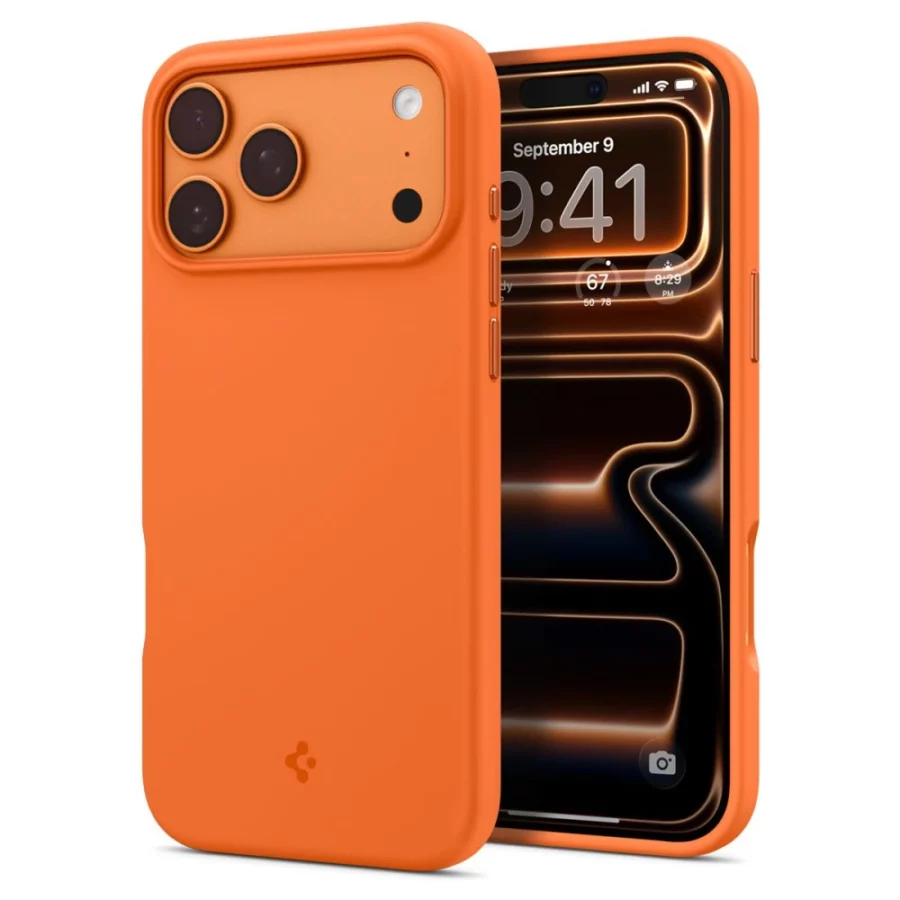 Etui Spigen Silicone Fit Mag MagSafe na iPhone 17 Pro Max - pomarańczowe