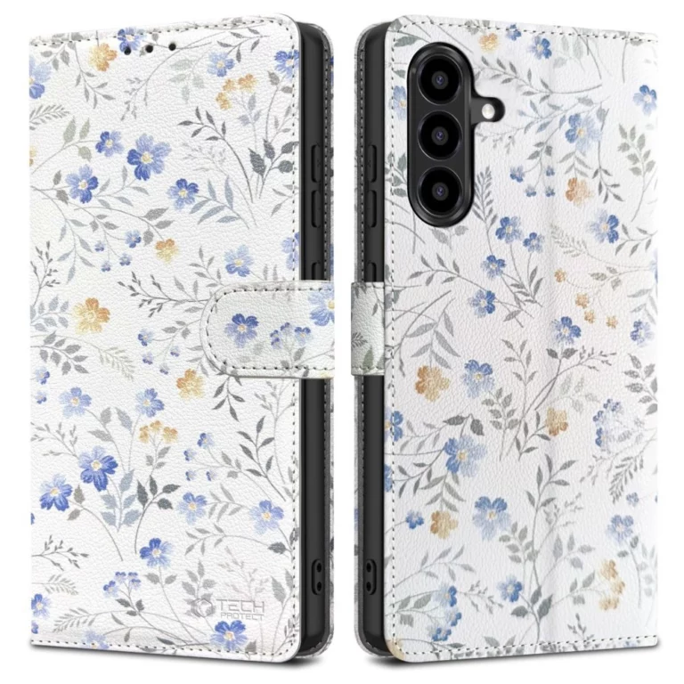 Etui Tech-Protect Wallet na Samsung Galaxy A57 5G - kolorowe kwiaty