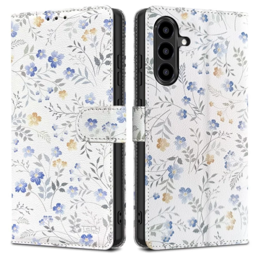 Etui Tech-Protect Wallet na Samsung Galaxy A57 5G - kolorowe kwiaty
