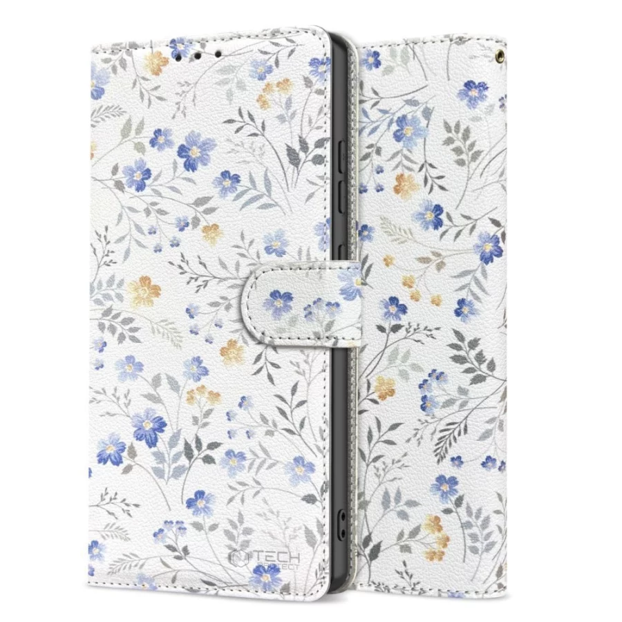 Etui Tech-Protect Wallet na Samsung Galaxy A57 5G - kolorowe kwiaty