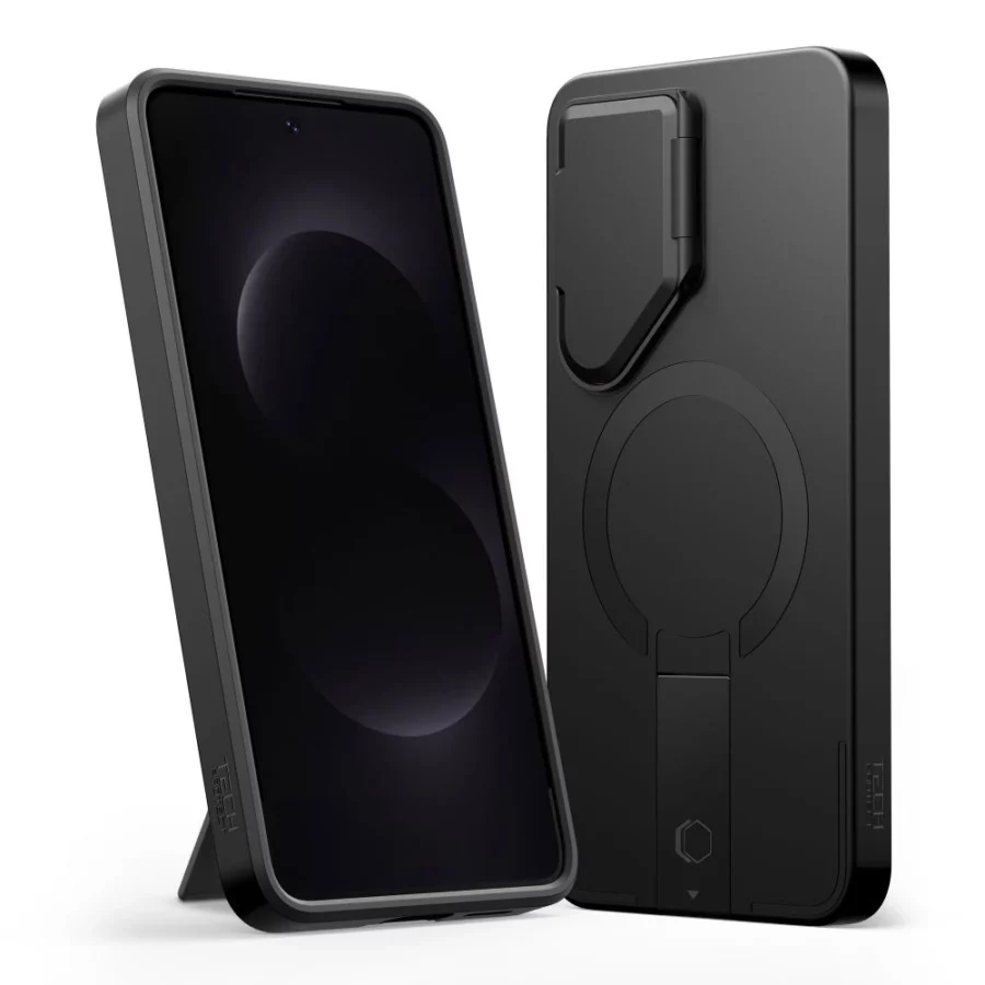 Etui Tech-Protect Kevlar Aura MagSafe na Samsung Galaxy S26 - czarno-pomarańczowe