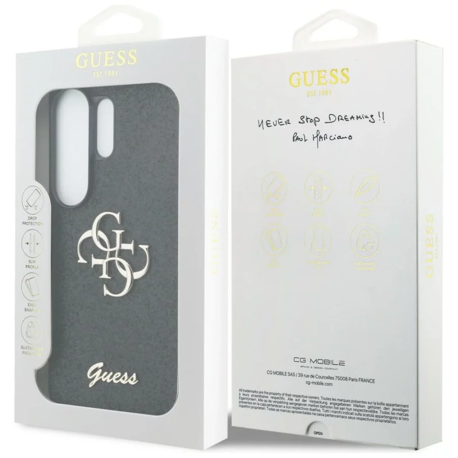 Etui Guess Fixed Glitter Big 4G Metal Logo do Samsung Galaxy S26 Ultra - czarne