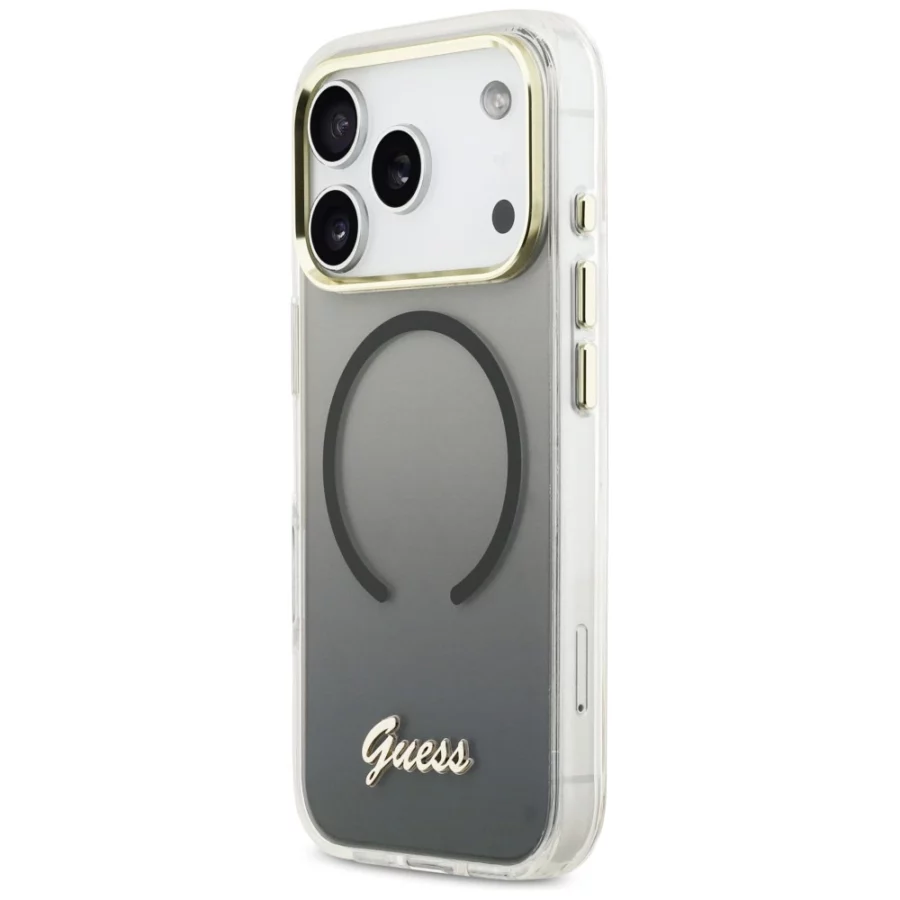 Etui Guess IML Gradient Script Metal MagSafe do iPhone 17 Pro - czarne