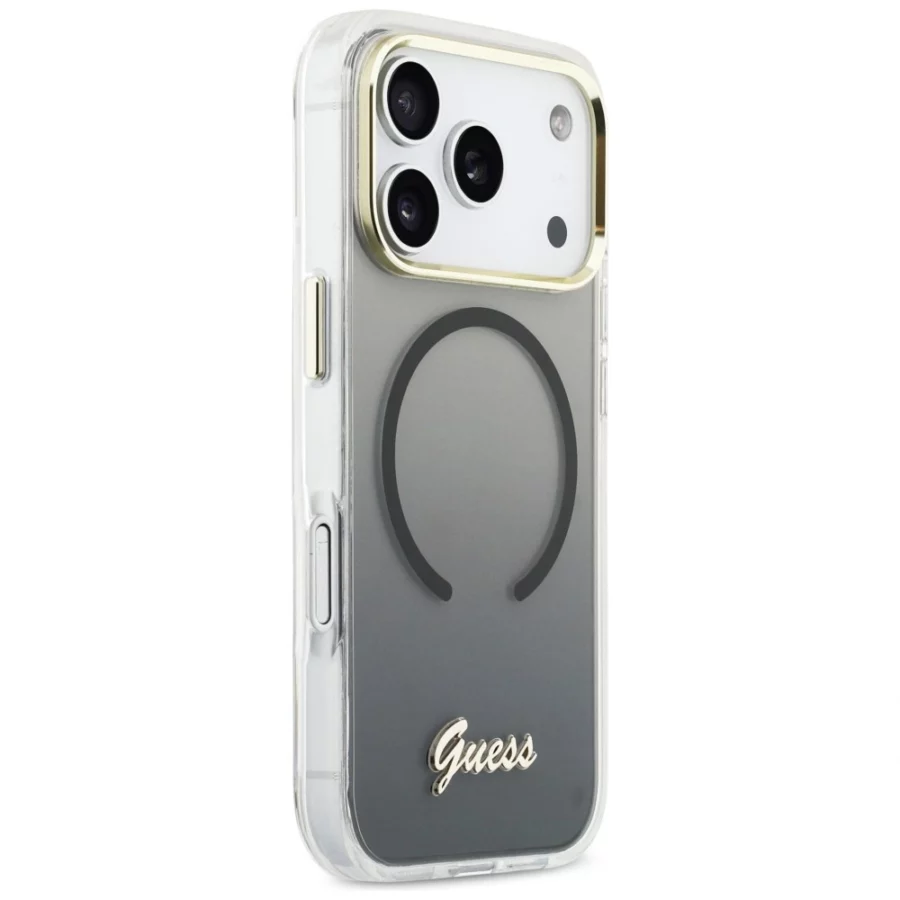 Etui Guess IML Gradient Script Metal MagSafe do iPhone 17 Pro - czarne