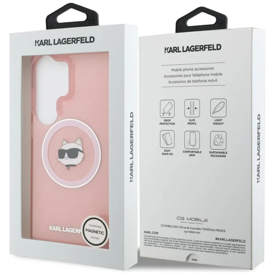 Etui Karl Lagerfeld IML Repeated Choupette MagSafe na Samsung Galaxy S26 Ultra - różowe