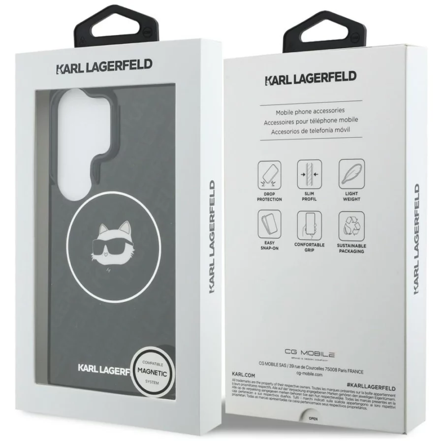 Etui Karl Lagerfeld IML Repeated Choupette MagSafe na Samsung Galaxy S26 Ultra - czarne