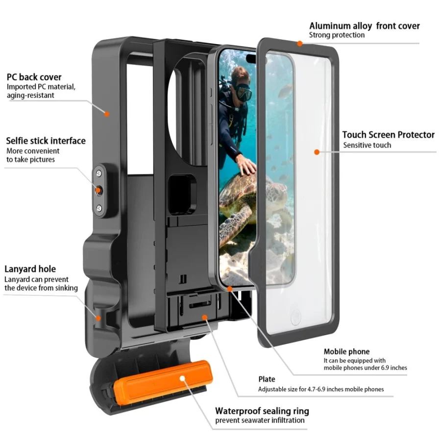 Etui wodoodporne Tech-Protect IPX8 Pro na telefon - szaro-czarne