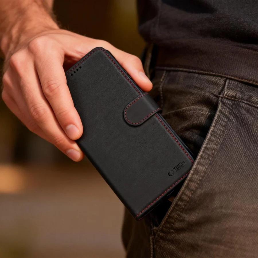 Etui Tech-Protect Wallet na Samasung Galaxy A57 5G - czarno-czerwone