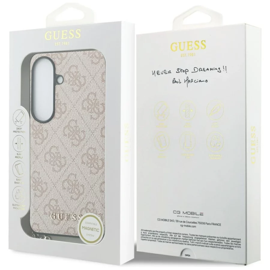 Etui Guess 4G Classic Logo Charm MagSafe na Samsung Galaxy S26 - różowe