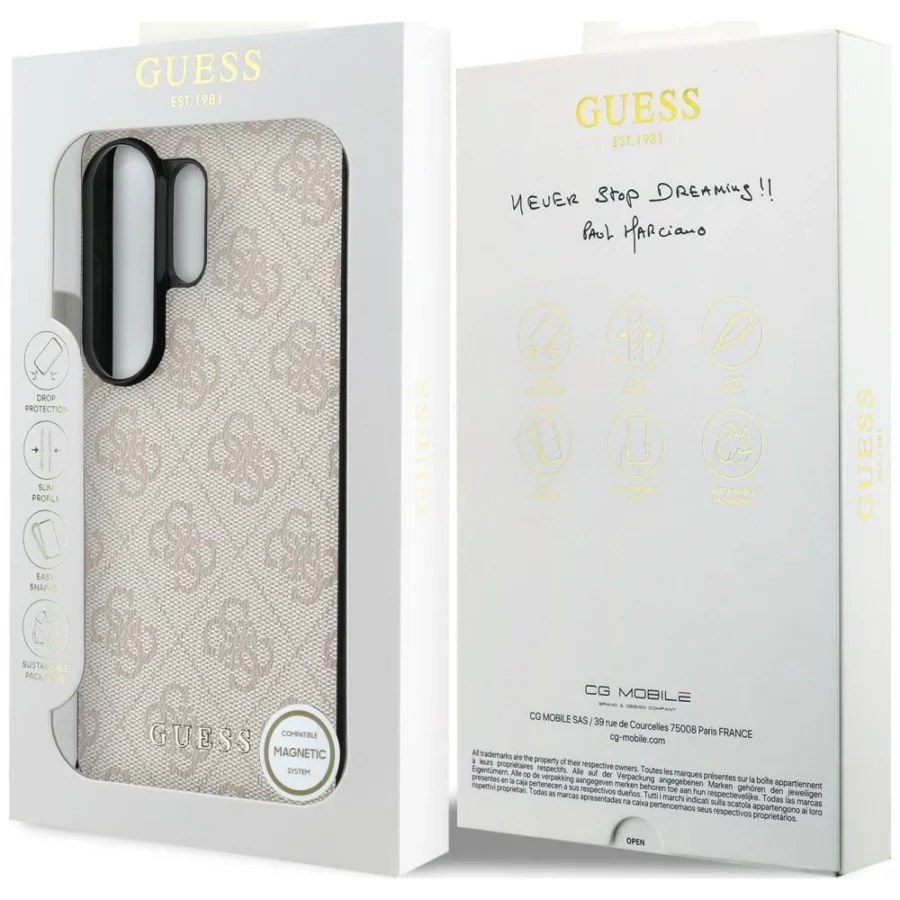 Etui Guess 4G Classic Logo Charm MagSafe na Samsung Galaxy S26 Ultra - różowe