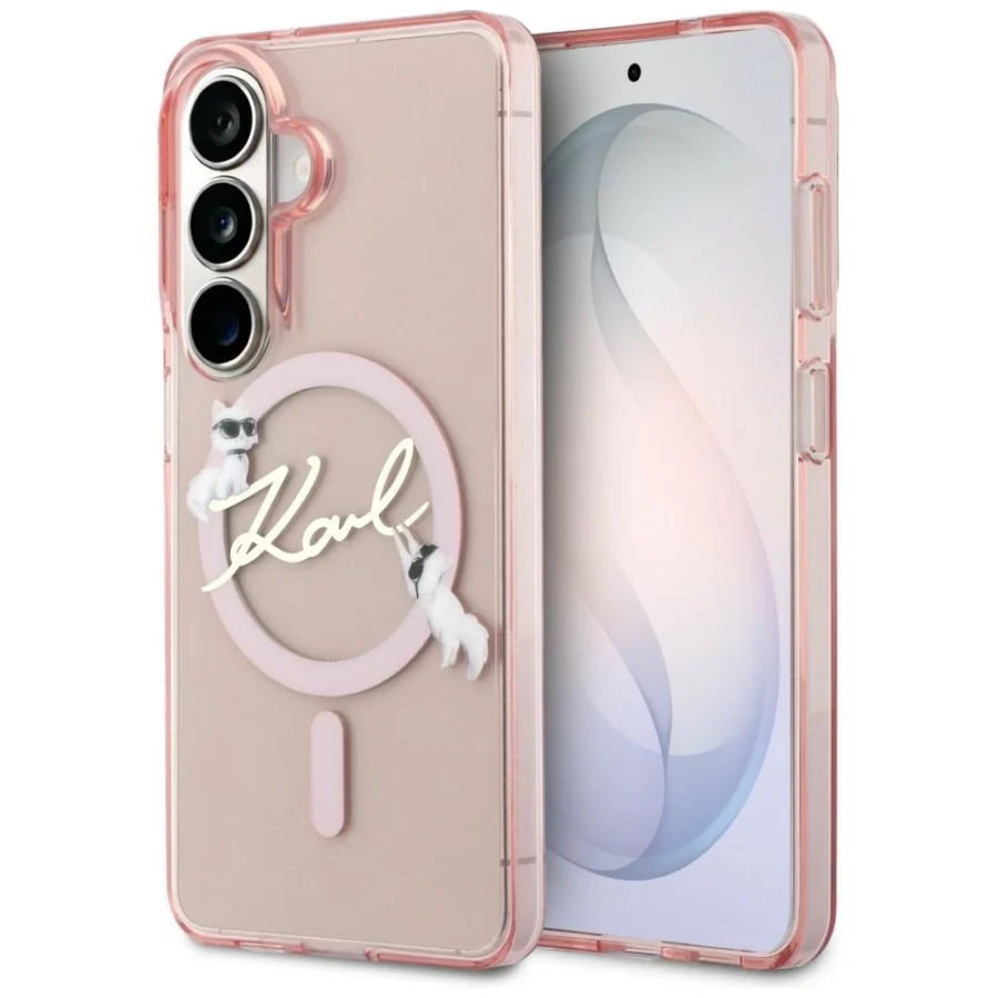 Etui Karl Lagerfeld IML KC Script MagSafe na Samsung Galaxy S26 - różowe