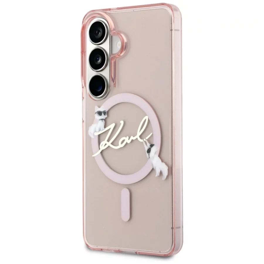 Etui Karl Lagerfeld IML KC Script MagSafe na Samsung Galaxy S26 - różowe