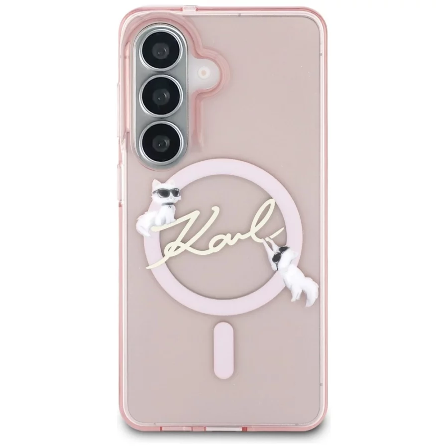 Etui Karl Lagerfeld IML KC Script MagSafe na Samsung Galaxy S26 - różowe