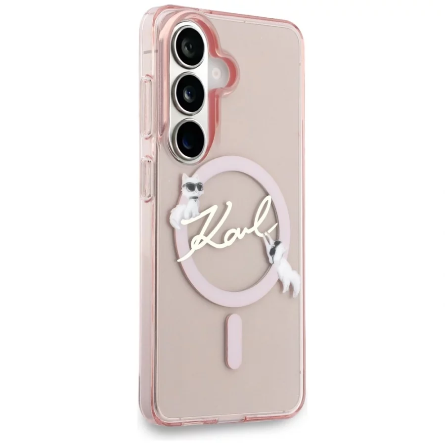 Etui Karl Lagerfeld IML KC Script MagSafe na Samsung Galaxy S26 - różowe
