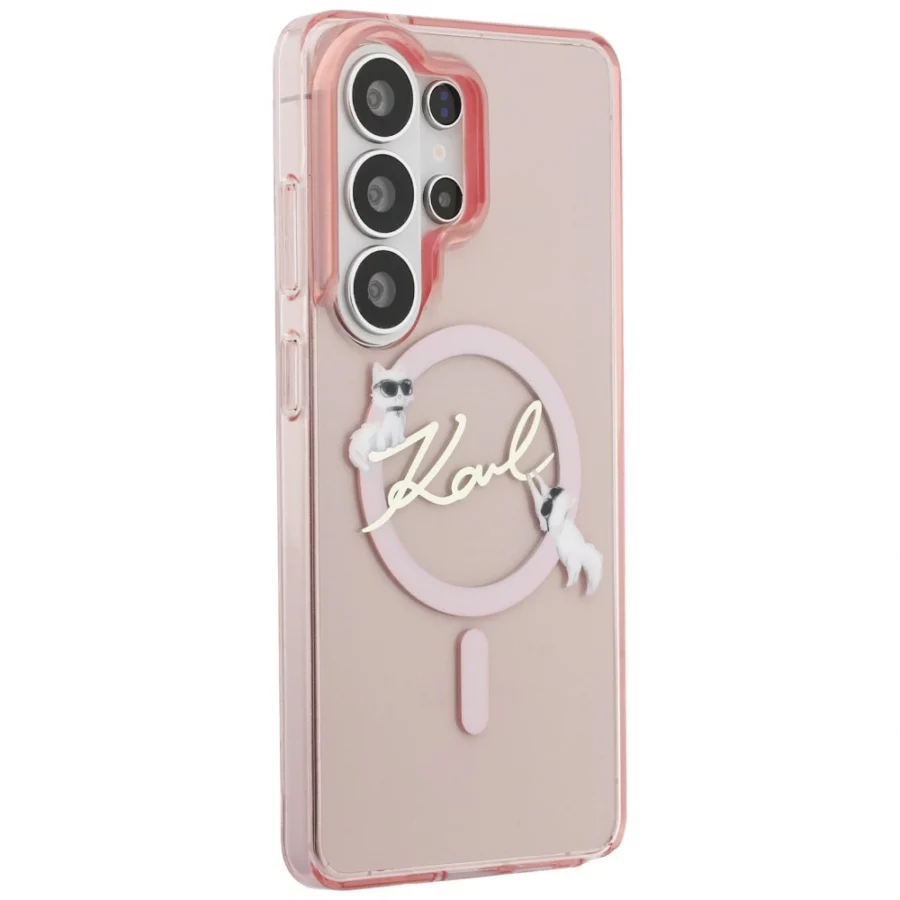 Etui Karl Lagerfeld IML KC Script MagSafe na Samsung Galaxy S26 Ultra - różowe