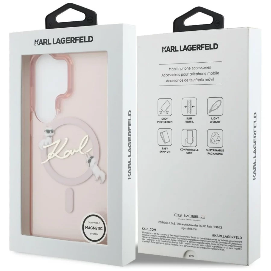 Etui Karl Lagerfeld IML KC Script MagSafe na Samsung Galaxy S26 Ultra - różowe