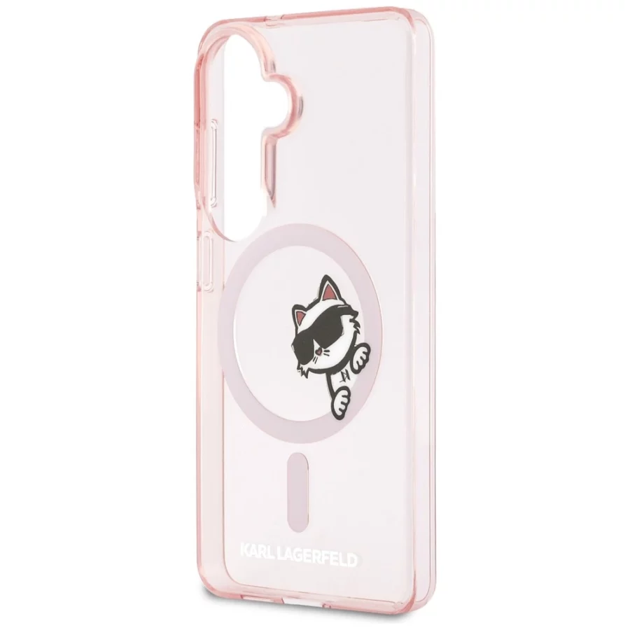 Etui Karl Lagerfeld IML Peekaboo Choupette MagSafe na Samsung Galaxy S26 - różowe