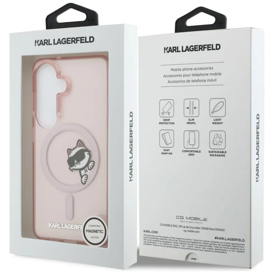 Etui Karl Lagerfeld IML Peekaboo Choupette MagSafe na Samsung Galaxy S26 - różowe