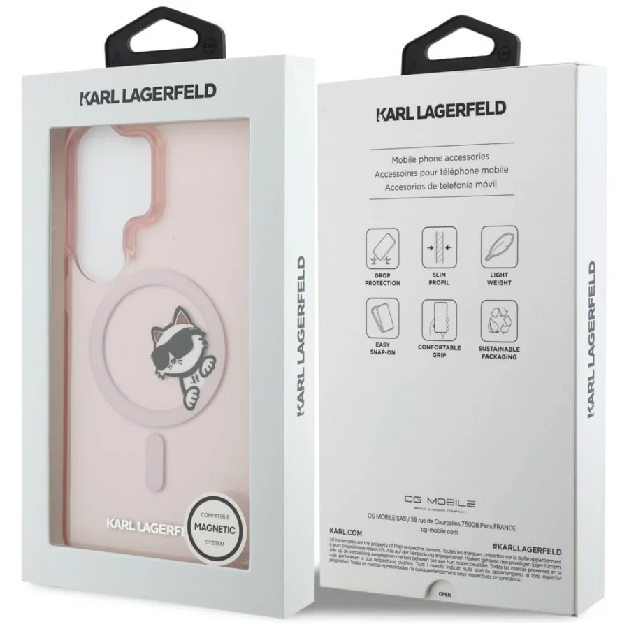 Etui Karl Lagerfeld IML Peekaboo Choupette MagSafe na Samsung Galaxy S26 Ultra - różowe